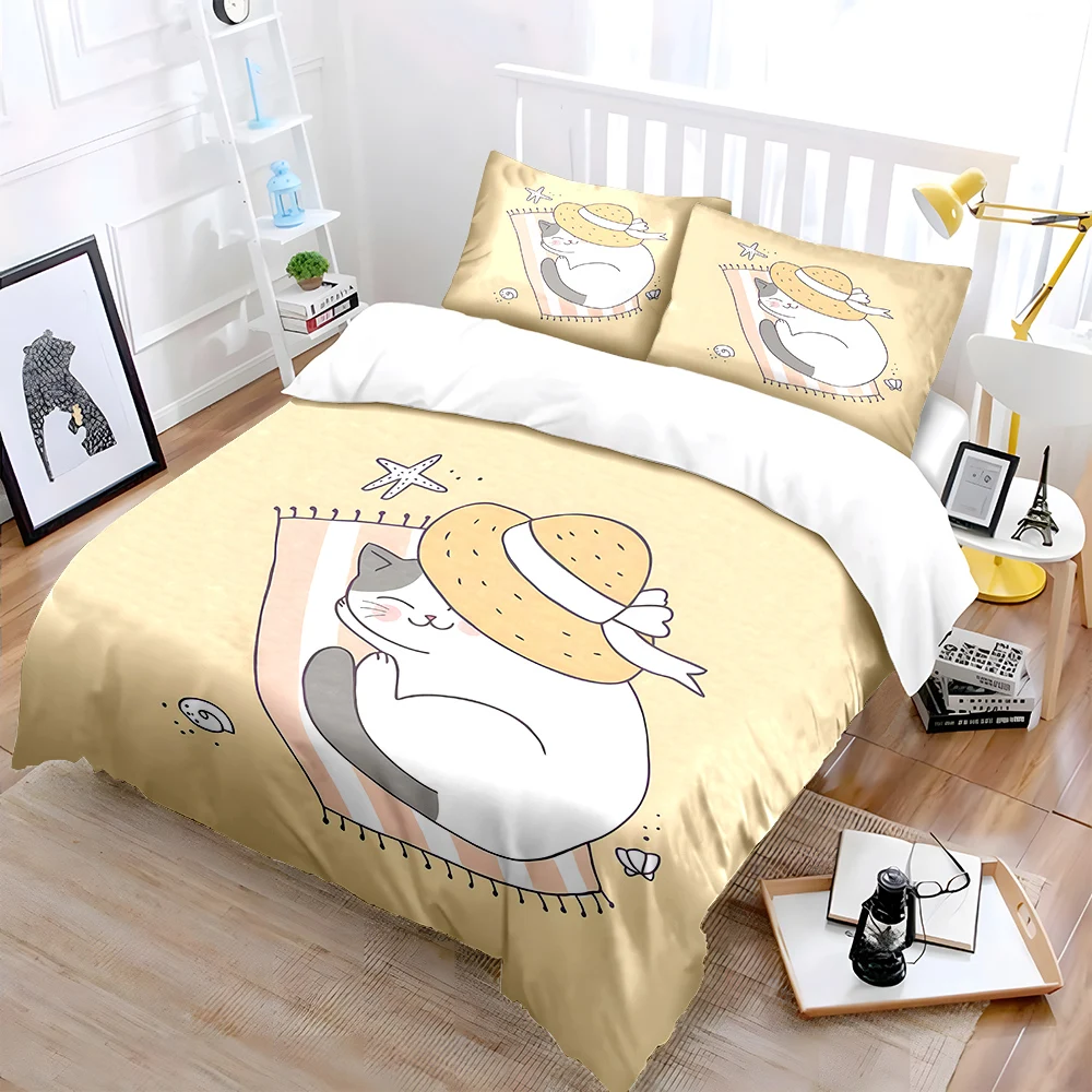 Cartoon cat relaxing at beach Print Bedding Set 1 Duvet Cover 2 Pillowcases for Adult and Children Luxury Gift Full Size
Cartoon cat relaxing at beach Print Bedding Set 1 Duvet Cover 2 Pillowcases for Adult and Children Luxury Gift Full Size
