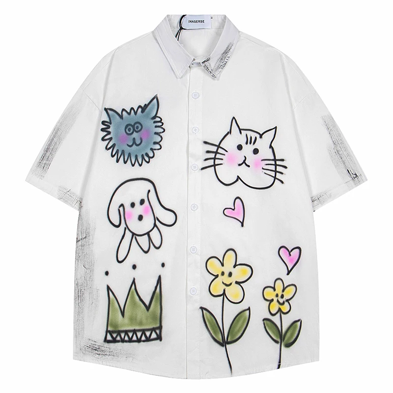 Summer Men Short Sleeve Shirts Hip Hop Vintage Grunge Breathable Graffiti Blouses Harajuku Streetwear Casual Cotton Loose Shirts
Summer Men Short Sleeve Shirts Hip Hop Vintage Grunge Breathable Graffiti Blouses Harajuku Streetwear Casual Cotton Loose Shirts