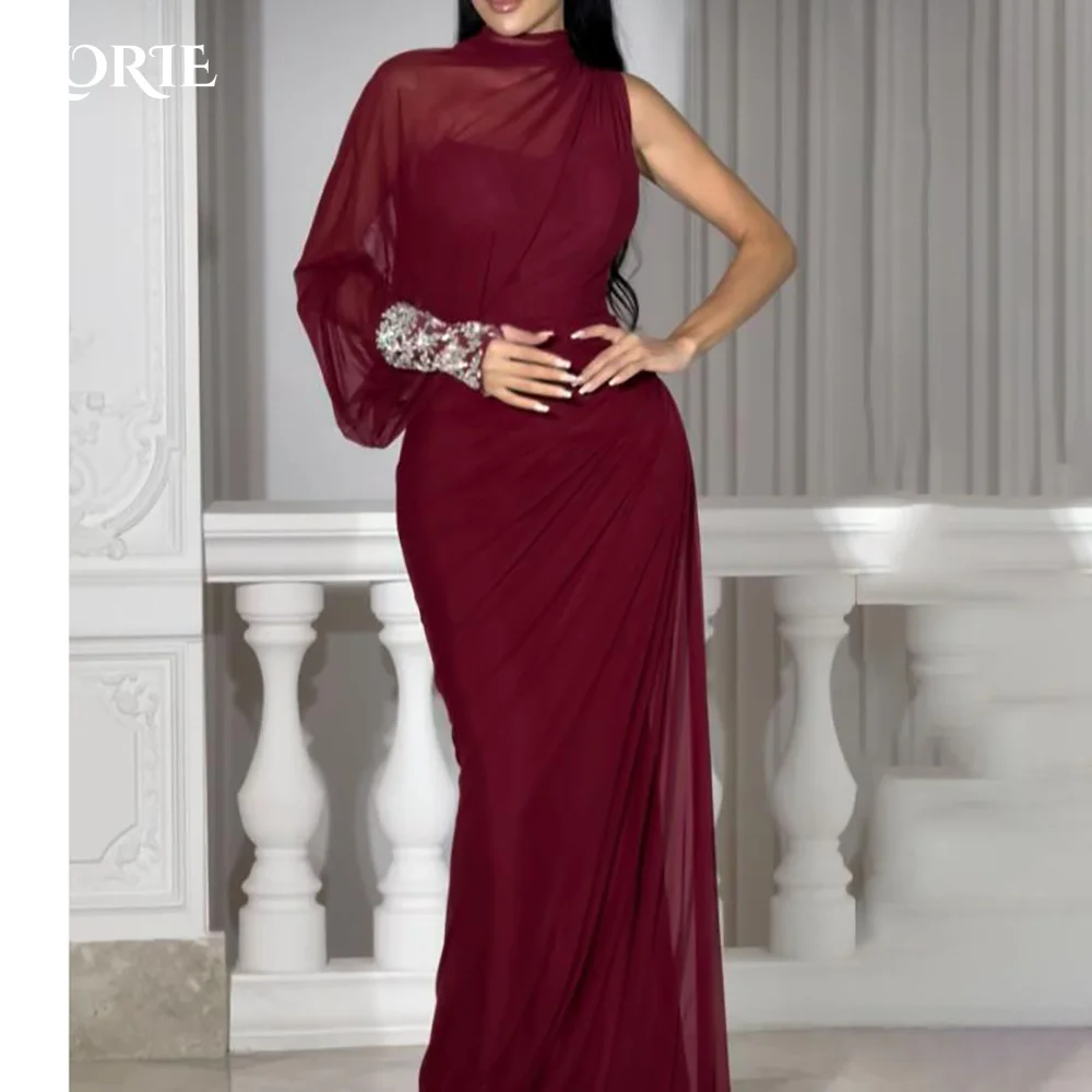 LORIE Modest Crepe Evening Dresses Elegant Cool Deep High Collar Corset Mermaid Arabia Prom Gown Ruffle Party Dresses Customized
LORIE Modest Crepe Evening Dresses Elegant Cool Deep High Collar Corset Mermaid Arabia Prom Gown Ruffle Party Dresses Customized