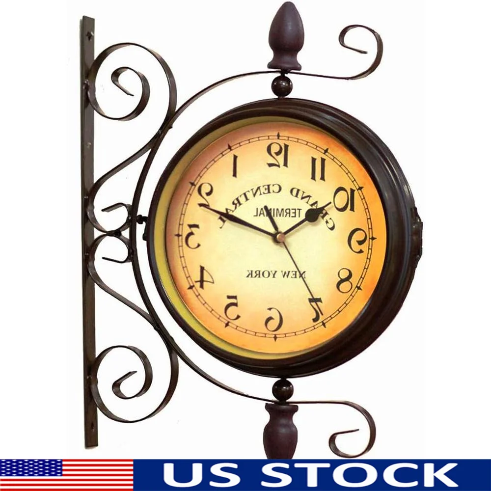 Vintage Double Sided Wall Clock Silent Analog Outdoor Decorative Clock Antique Train Station Style Perfect Kitchen Living Room
Vintage Double Sided Wall Clock Silent Analog Outdoor Decorative Clock Antique Train Station Style Perfect Kitchen Living Room