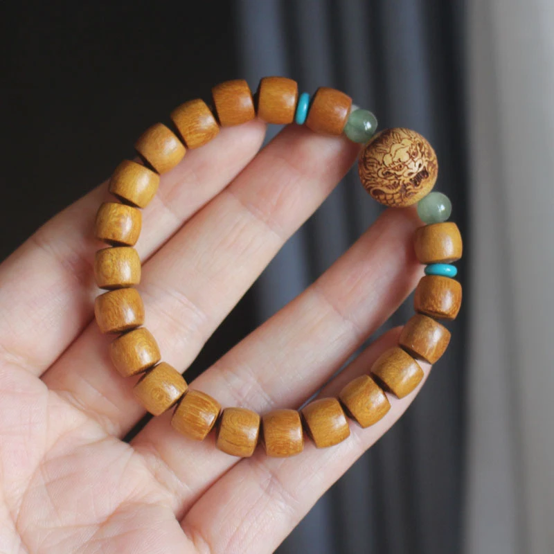 Golden Wood Straight-Cut Barrel Bead 8mm Bracelet Dragon Head Style Unisex Cultural and Decorative Prayer Buddhist Beads
Golden Wood Straight-Cut Barrel Bead 8mm Bracelet Dragon Head Style Unisex Cultural and Decorative Prayer Buddhist Beads