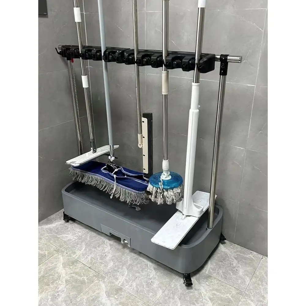 Heavy-Duty Rolling Cleaning Cart with 8 Pole Clips for Mop, Broom, and Laundry Storage
Heavy-Duty Rolling Cleaning Cart with 8 Pole Clips for Mop, Broom, and Laundry Storage