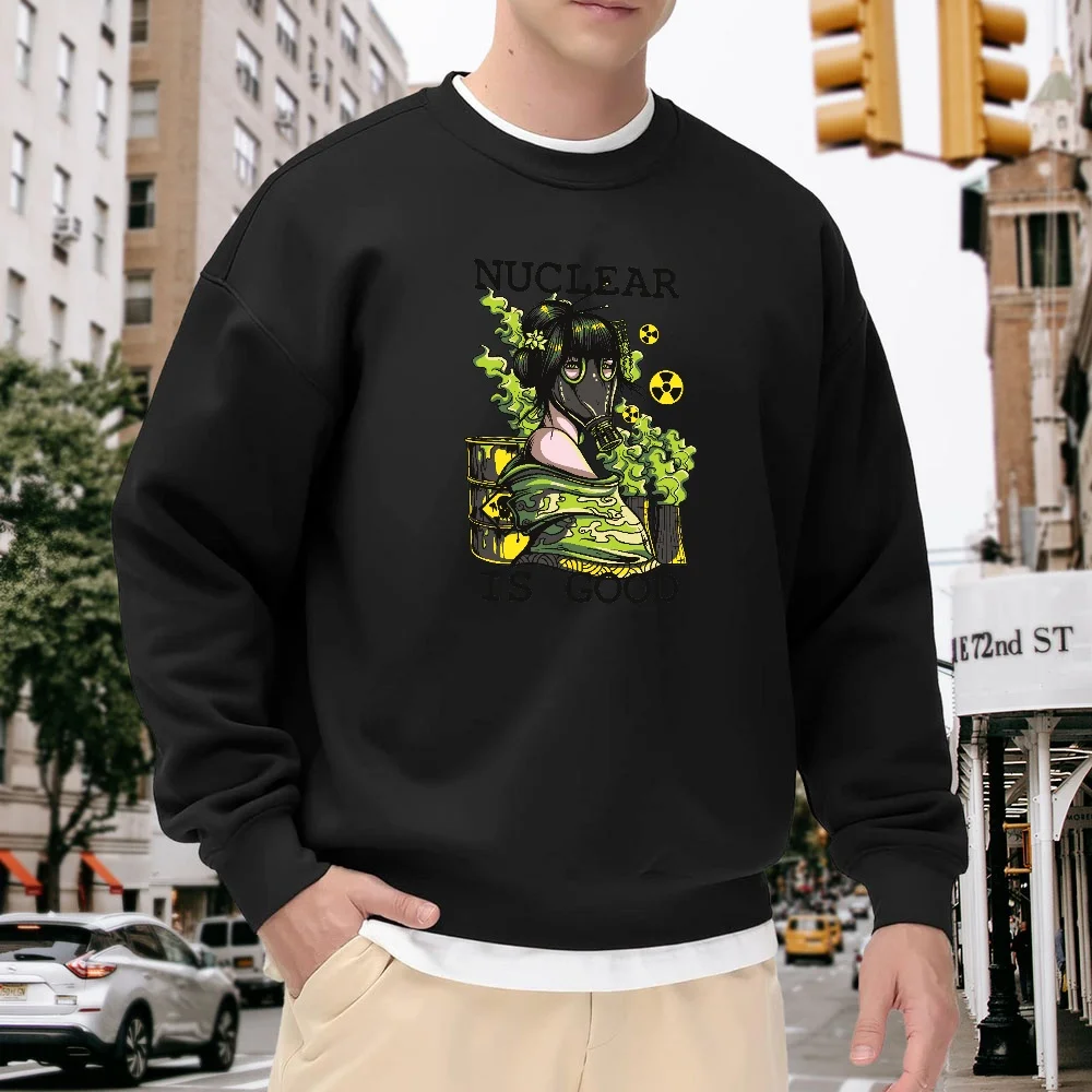 Men's Black Crew Neck Loose Sweatshirt, Trendy Cartoon Print Pullover, Street Style Casual Top, Versatile and Comfortable for Everyday Wear
Men's Black Crew Neck Loose Sweatshirt, Trendy Cartoon Print Pullover, Street Style Casual Top, Versatile and Comfortable for Everyday Wear