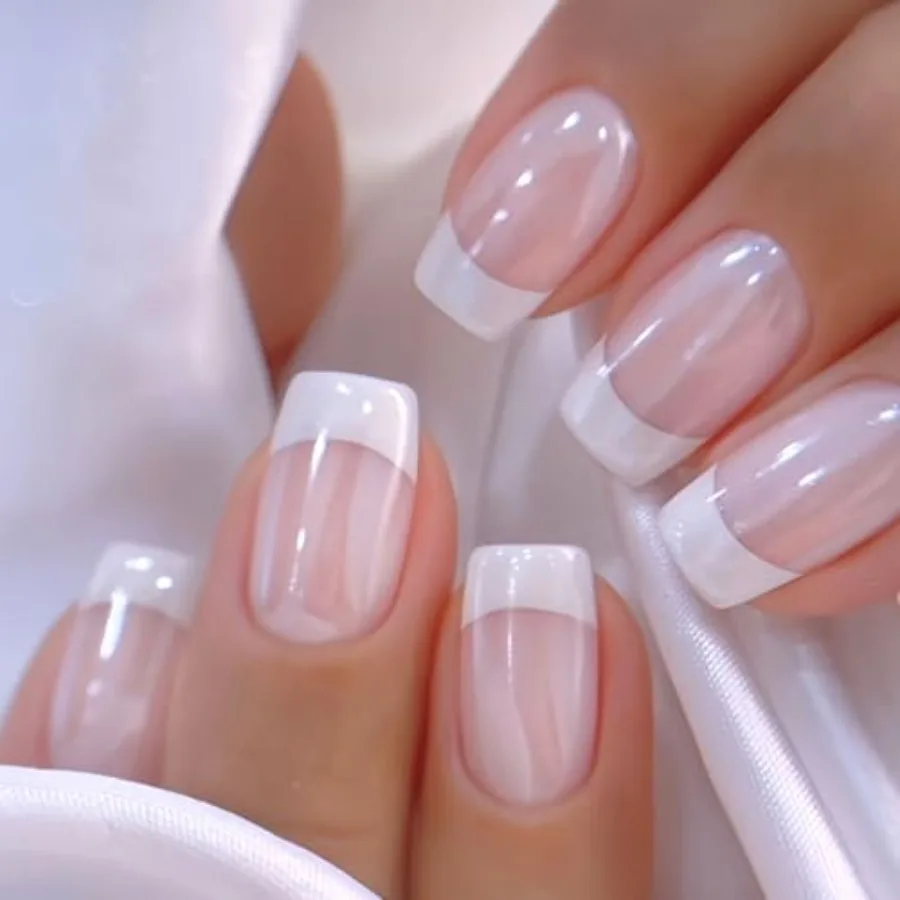 Medium Press on Nails Square White French Tip False Nails with Glitter Design Cute Fake Nails Light Pink Full Cover Nails Press
Medium Press on Nails Square White French Tip False Nails with Glitter Design Cute Fake Nails Light Pink Full Cover Nails Press