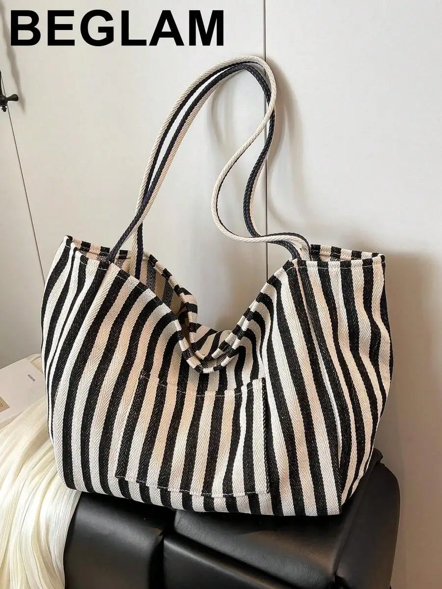 Retro Chic Striped Canvas Tote Bag For Women Casual Spacious Shoulder Bag Travel Vacation Shopping Beach
Retro Chic Striped Canvas Tote Bag For Women Casual Spacious Shoulder Bag Travel Vacation Shopping Beach