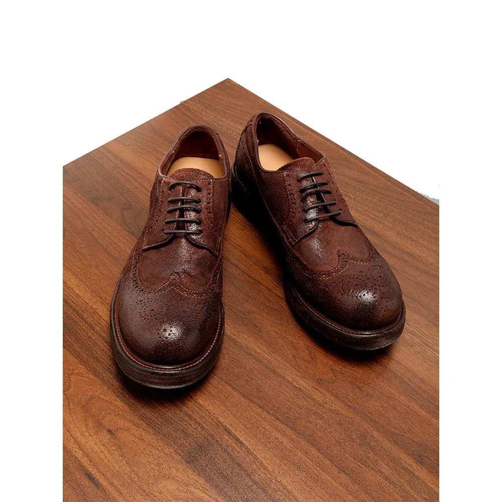 Vintage Washed Genuine Horse Leather Mens Derby Shoes Goodyear Handmade British Brogue Carved Formal Leather Shoes
Vintage Washed Genuine Horse Leather Mens Derby Shoes Goodyear Handmade British Brogue Carved Formal Leather Shoes