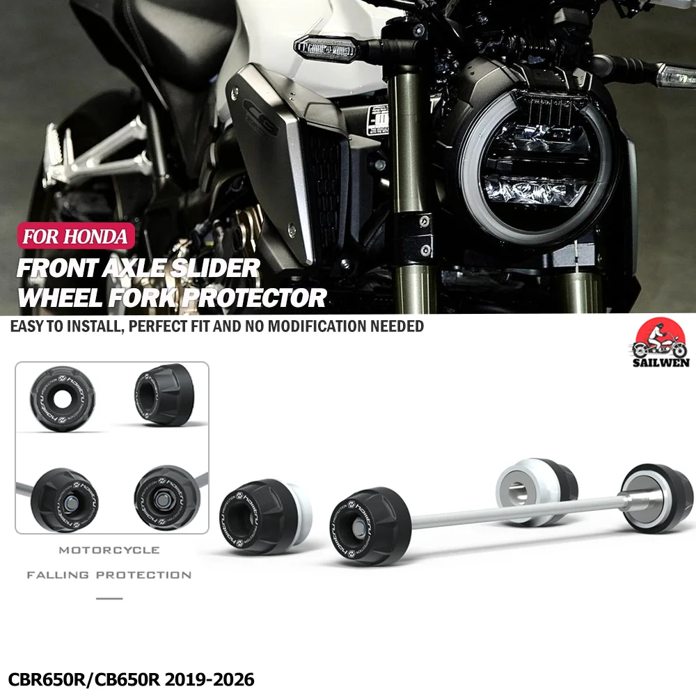 For HONDA CBR650R CB650R 2019-2026 Front Rear wheel Protection Front Rear wheel Spindle Crash Protection
For HONDA CBR650R CB650R 2019-2026 Front Rear wheel Protection Front Rear wheel Spindle Crash Protection