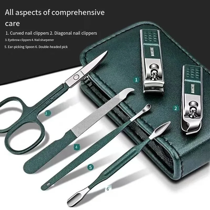 6Pcs Manicure Set Portable Nail Clipper Set Green Nail File Eyebrow Scissors Nail Kit Stainless Steel Luxury Nail Manicure Set
6Pcs Manicure Set Portable Nail Clipper Set Green Nail File Eyebrow Scissors Nail Kit Stainless Steel Luxury Nail Manicure Set
