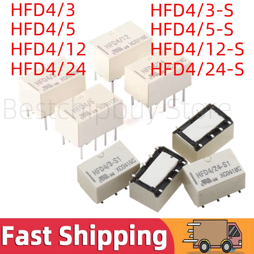 2PCS HFD4-3 HFD4-5 HFD4-12 HFD4-24 3V 5V 12V 24V 8Pin DIP Relay HFD4-3-S HFD4-5-S HFD4-12-S HFD4-24-S SMD 2A HFD4 Relay 
2PCS HFD4-3 HFD4-5 HFD4-12 HFD4-24 3V 5V 12V 24V 8Pin DIP Relay HFD4-3-S HFD4-5-S HFD4-12-S HFD4-24-S SMD 2A HFD4 Relay