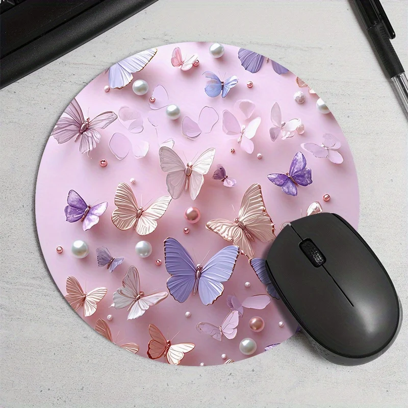 Circular butterfly-printed mouse pad is a durable and waterproof rubber computer accessory suitable for both home and office use
Circular butterfly-printed mouse pad is a durable and waterproof rubber computer accessory suitable for both home and office use