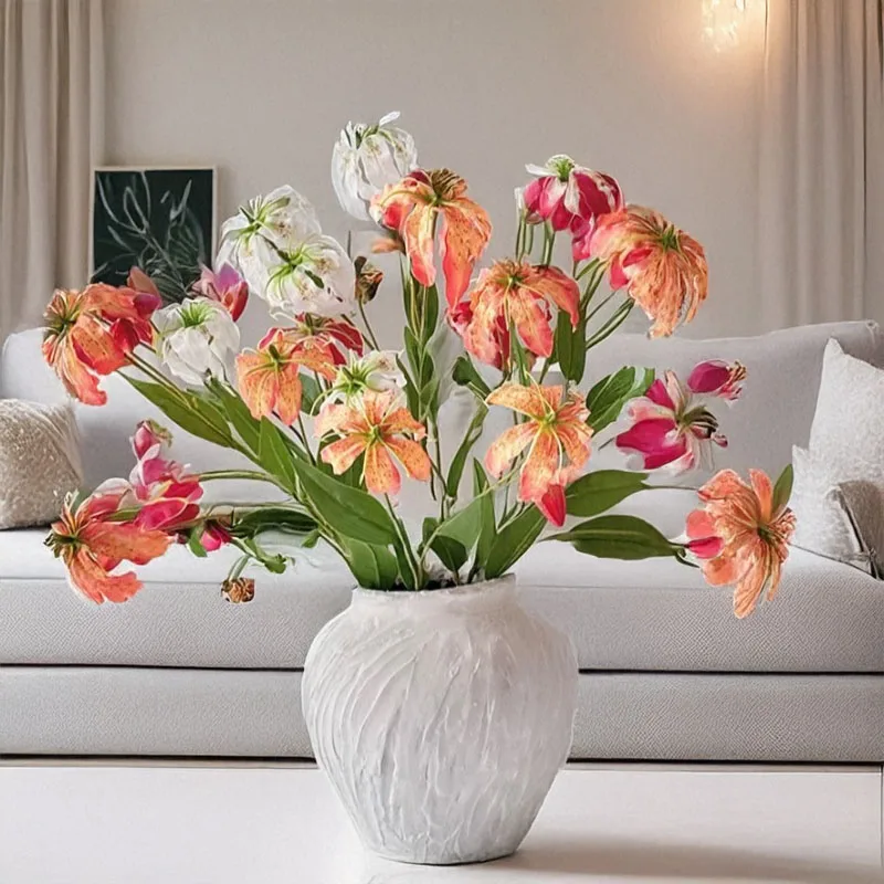3pc 80CM Fake Gloriosa Lily Modern Living Room Floral Arrangement Dining Table Display High Ceiling Decoration Photography Props
3pc 80CM Fake Gloriosa Lily Modern Living Room Floral Arrangement Dining Table Display High Ceiling Decoration Photography Props