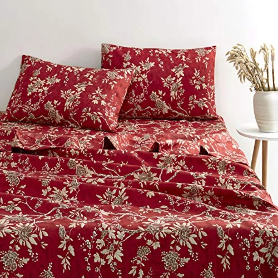 Floral Bed Sheets, 4-Piece Sheet Set, Vintage Flower Shabby Chic Botanical Coquette Cottagecore Bedding, Deep Pocket, Red, Size
Floral Bed Sheets, 4-Piece Sheet Set, Vintage Flower Shabby Chic Botanical Coquette Cottagecore Bedding, Deep Pocket, Red, Size
