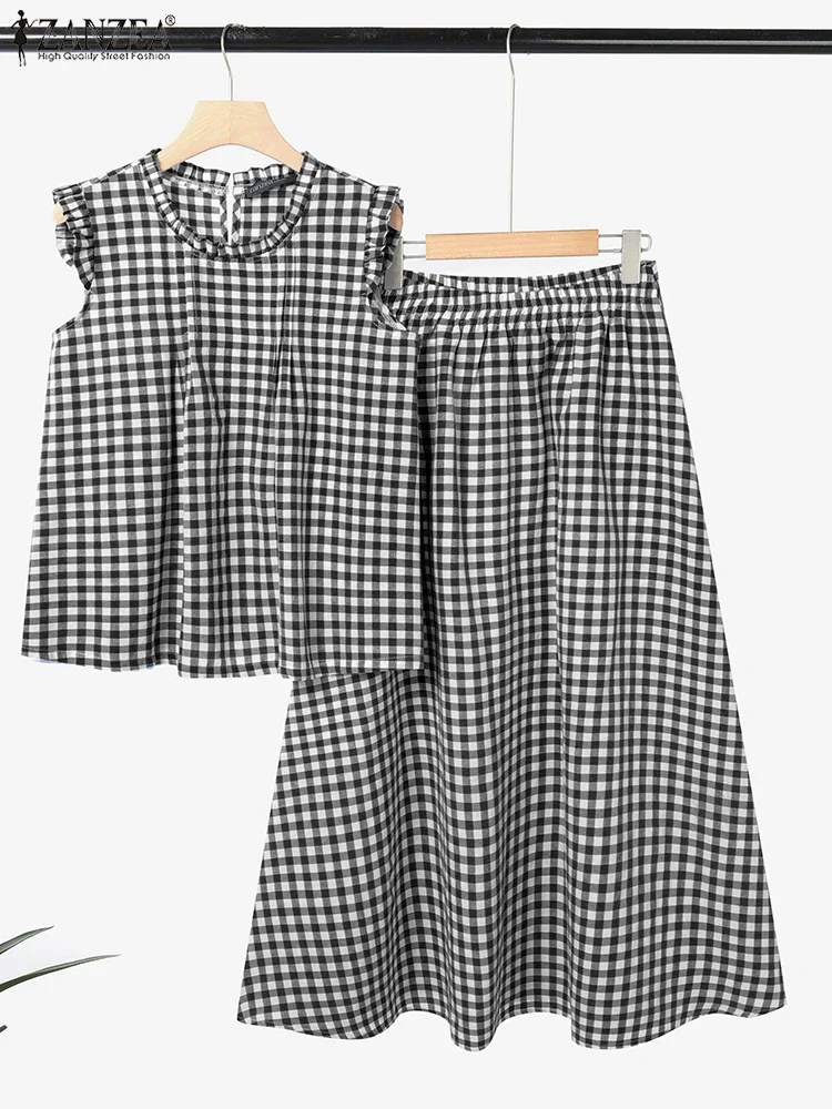 ZANZEA Summer 2PCS Outfits Fashion Holiday Two Pieces Sets Women Dress Sets Casual Sleeveless Plaid Tanks Tops Sundress Suit
ZANZEA Summer 2PCS Outfits Fashion Holiday Two Pieces Sets Women Dress Sets Casual Sleeveless Plaid Tanks Tops Sundress Suit