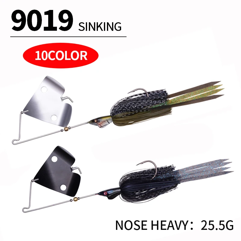 New Style 25.5g Sinking Spinnerbait Bladed Swimbait Jig Head Silicone Skirt Carp Fishing Buzz Bait Metal Spoon Jigging Lure 9019
New Style 25.5g Sinking Spinnerbait Bladed Swimbait Jig Head Silicone Skirt Carp Fishing Buzz Bait Metal Spoon Jigging Lure 9019