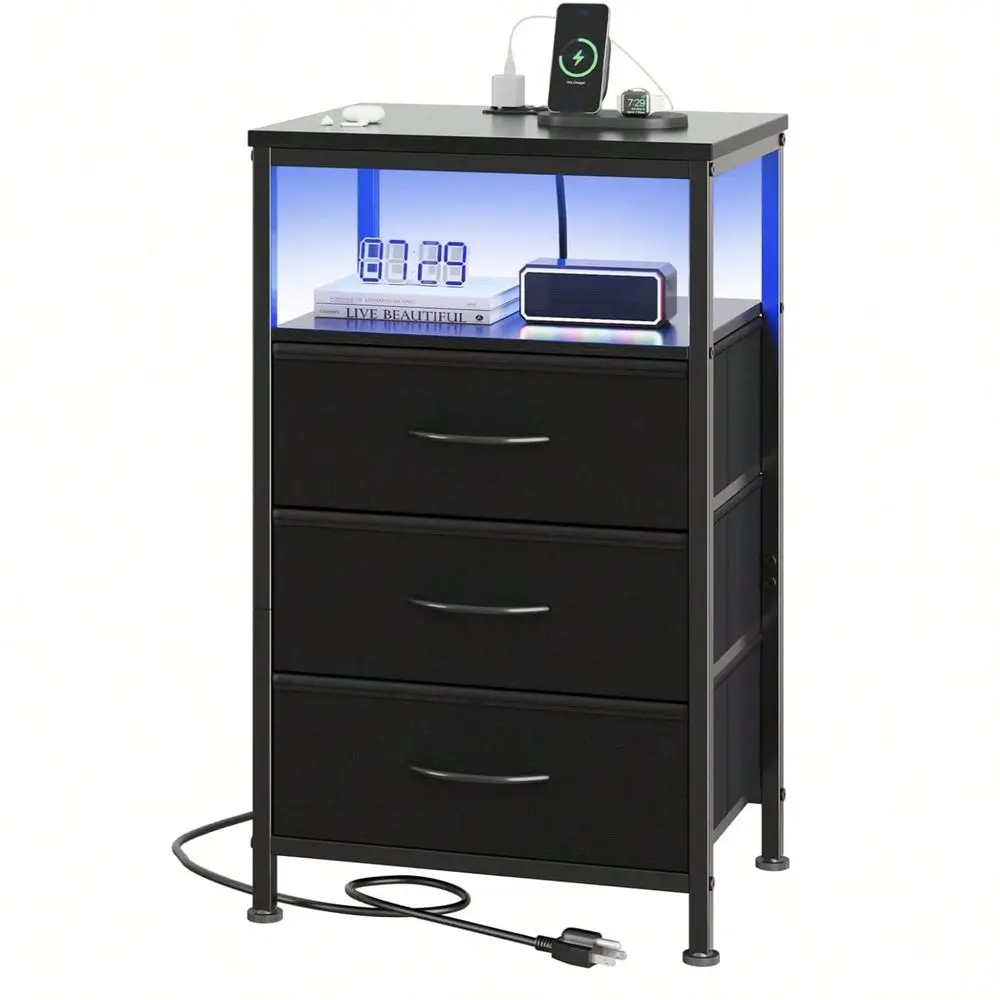 3 Sizes Nightstand With Charging Station, Bedside End Table With Fabric Drawers USB TypeC Ports And Outlets, Night Stand For Be
3 Sizes Nightstand With Charging Station, Bedside End Table With Fabric Drawers USB TypeC Ports And Outlets, Night Stand For Be