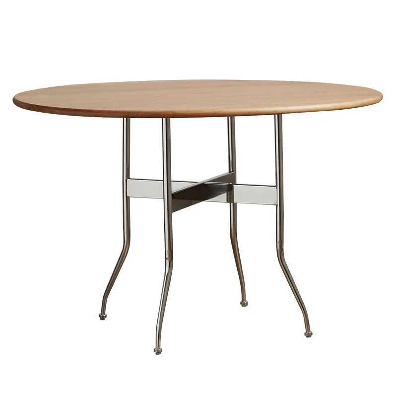 Round table, household solid wood dining table, stainless steel retro dining table
Round table, household solid wood dining table, stainless steel retro dining table