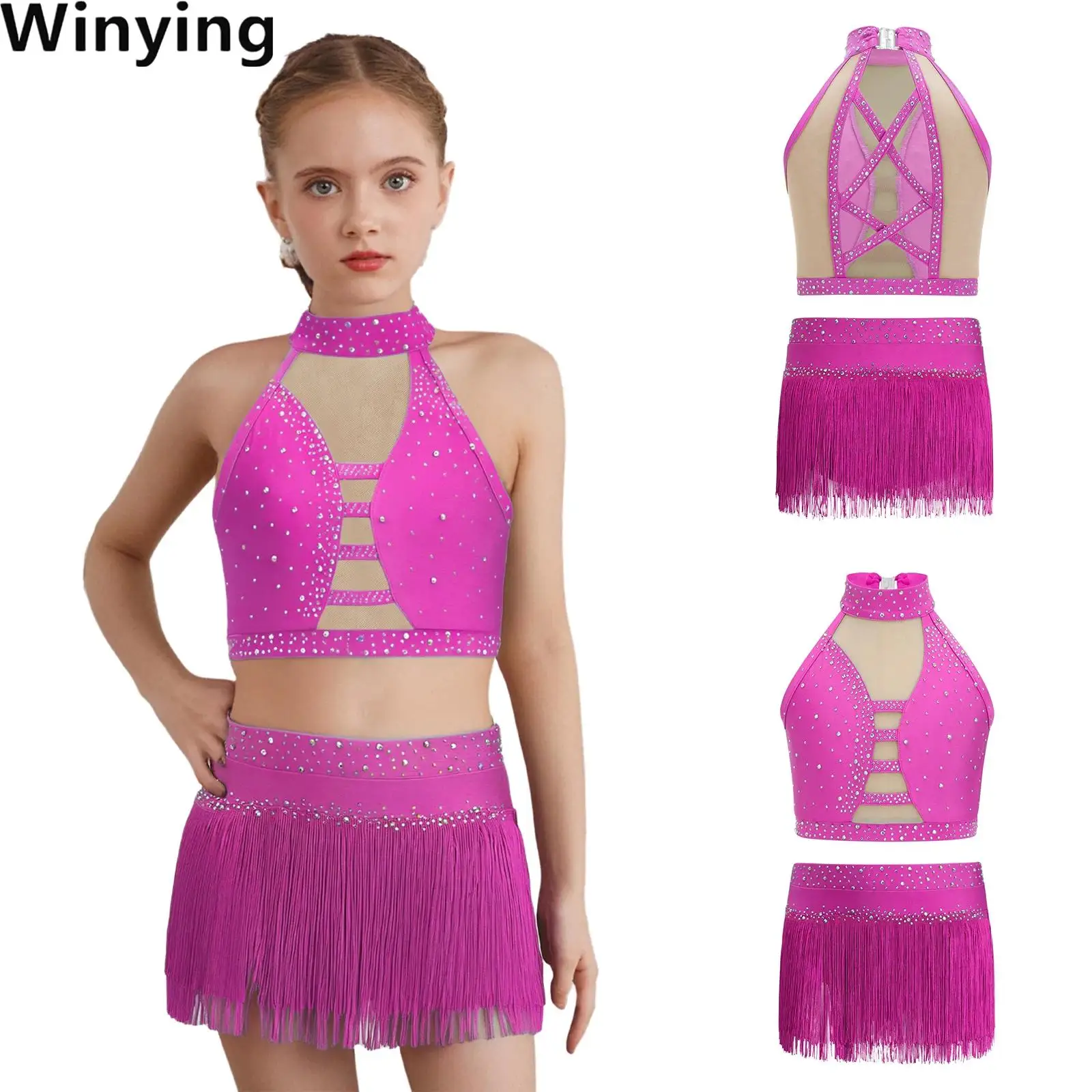 Kids Girls Latin Figure Skating Dance Costume Samba Tango Dance Performance Sets Sleeveless Rhinestones Vest with Tassel Skirt
Kids Girls Latin Figure Skating Dance Costume Samba Tango Dance Performance Sets Sleeveless Rhinestones Vest with Tassel Skirt