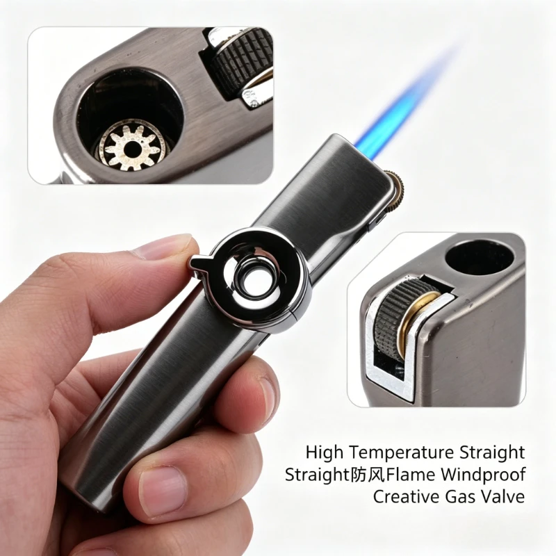 Butane Gas Lighter, Creative Rotary Switch Design, Windproof Jet Blue Flame Torch, Practical Cigar Smoking Accessories Gift
Butane Gas Lighter, Creative Rotary Switch Design, Windproof Jet Blue Flame Torch, Practical Cigar Smoking Accessories Gift