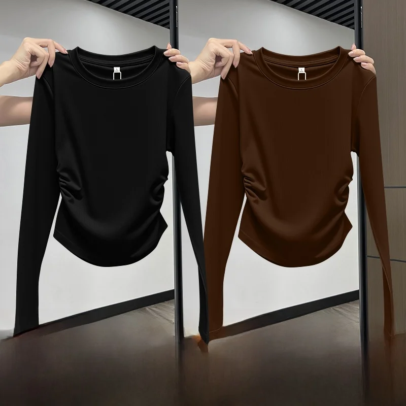 Женская облегающая футболка с длинным свеком, повседневная футболка с завязками на талии, весенне-осенний топ, модная основа irt
Женская облегающая футболка с длинным свеком, повседневная футболка с завязками на талии, весенне-осенний топ, модная основа irt