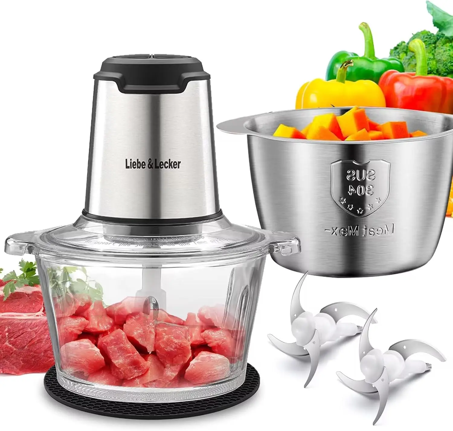 Food Processor & Meat Grinder, 2 Bowls, 4 Blades, 2 Speed
Food Processor & Meat Grinder, 2 Bowls, 4 Blades, 2 Speed