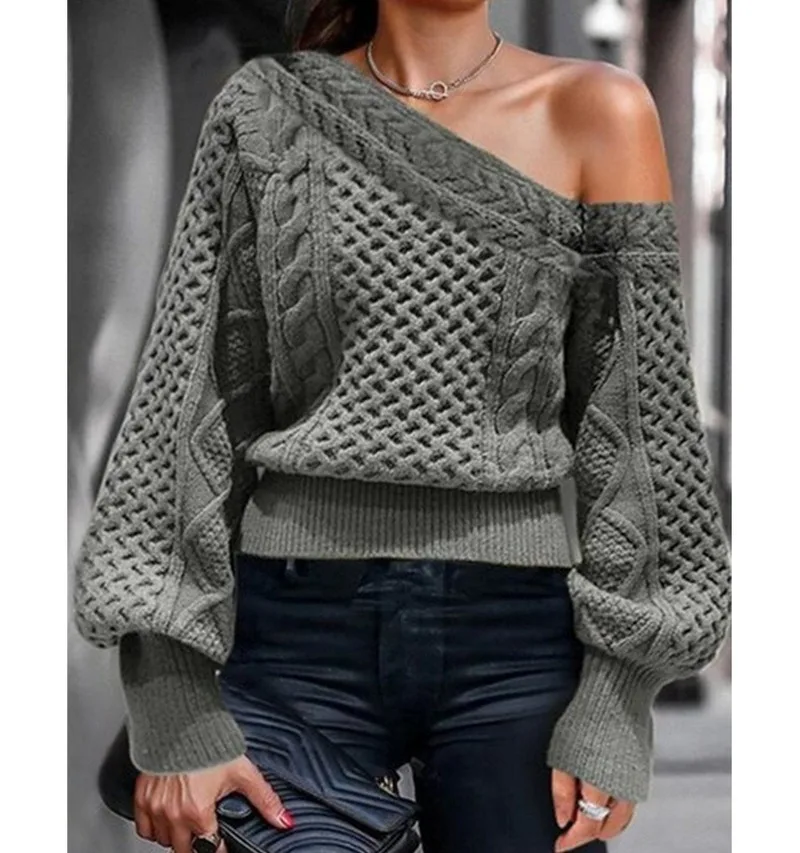 Autumn and Winter Sweater Women's Long Sleeve One-neck Knit Off Shoulder Long Lantern Sleeve Loose Soft Pullover Sweater
Autumn and Winter Sweater Women's Long Sleeve One-neck Knit Off Shoulder Long Lantern Sleeve Loose Soft Pullover Sweater