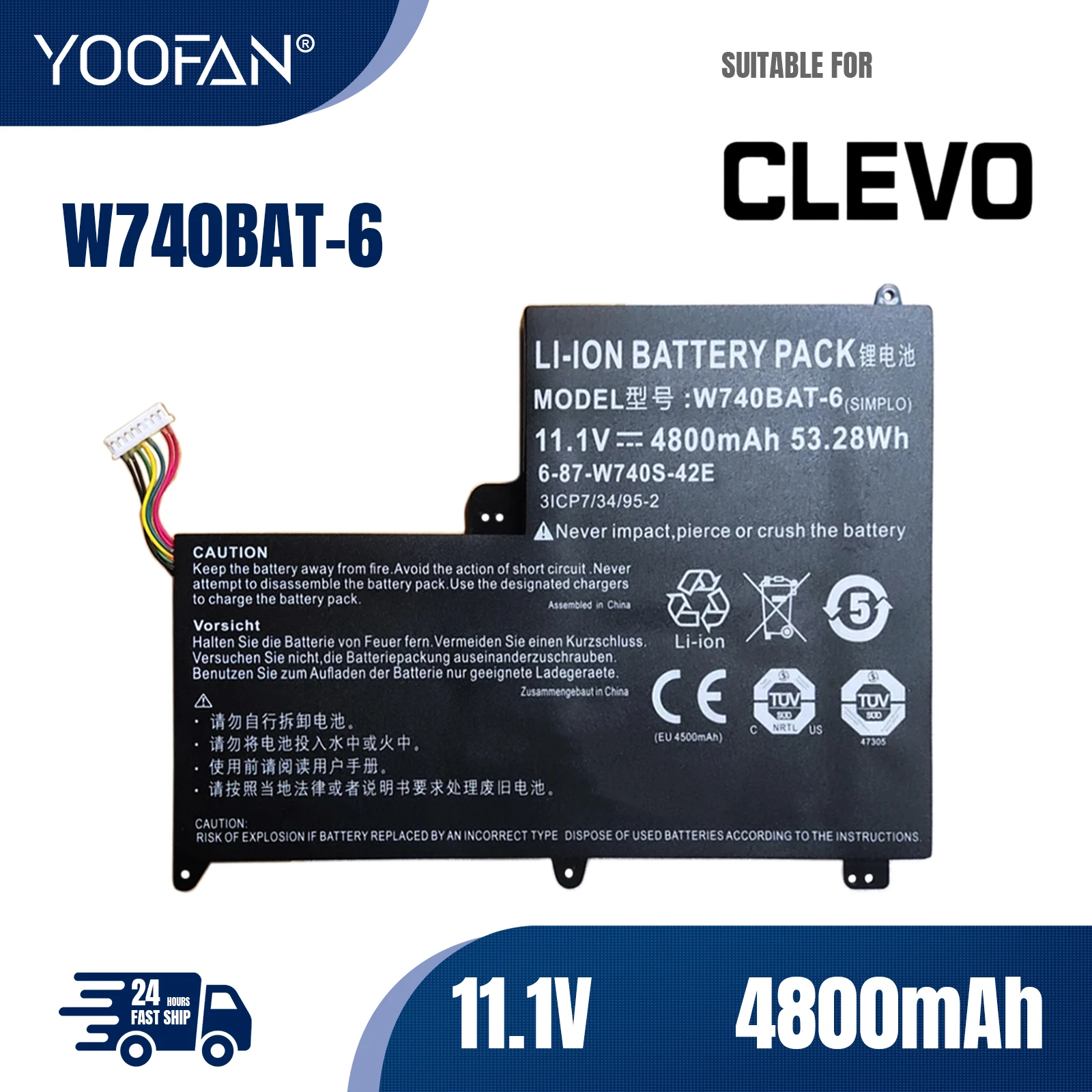 YOOFAN Портативная батарея ordenador 11,1 В, 53,28 Втч, W740BAT-6, для Clevo, zhenker, W740S, S413, W740SU, 6-87-W740S-42E2
YOOFAN Портативная батарея ordenador 11,1 В, 53,28 Втч, W740BAT-6, для Clevo, zhenker, W740S, S413, W740SU, 6-87-W740S-42E2