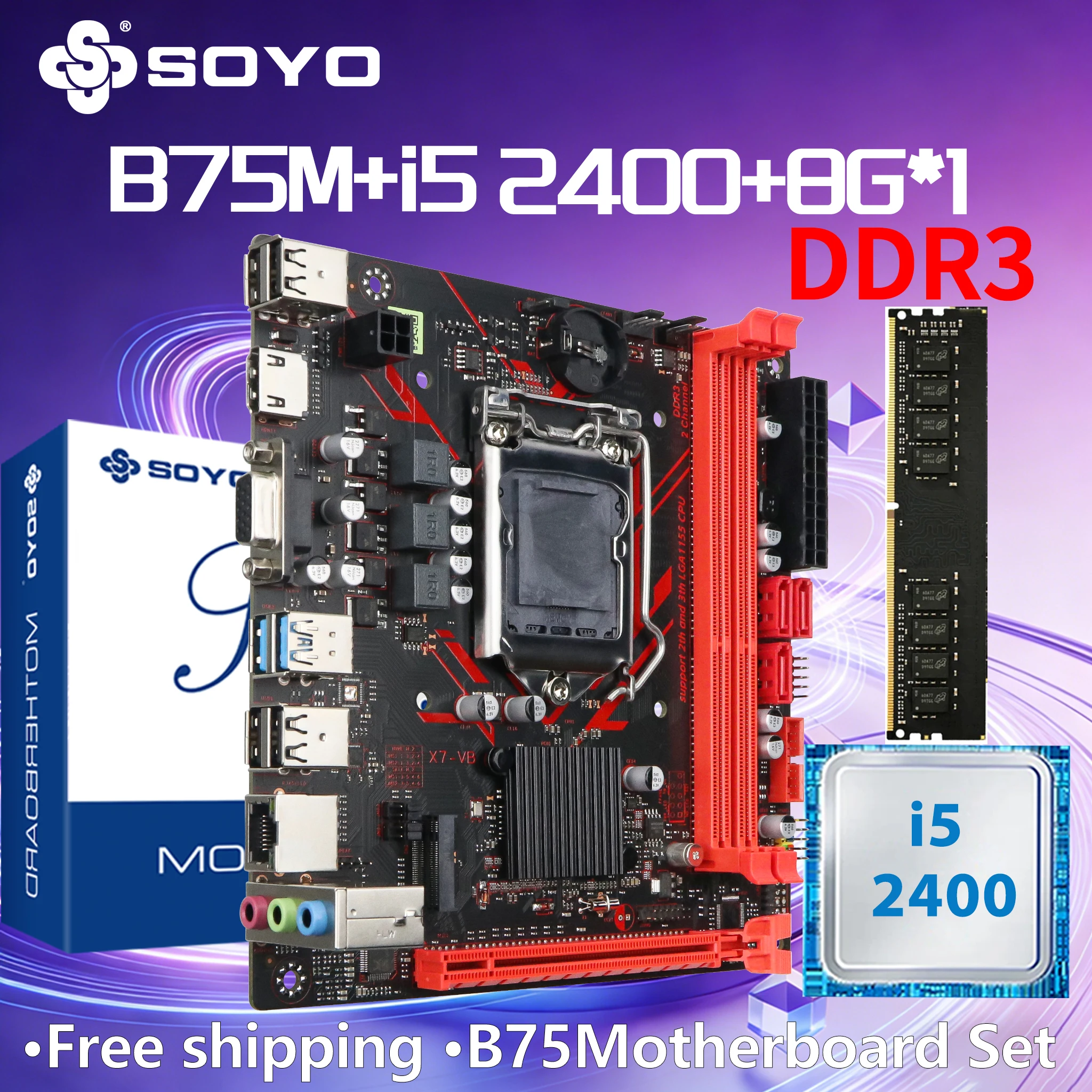 SOYO B75M DDR3 Motherboard i5 2400CPU 8G RAM Desktop Computer components Game kit xeon PCIE3.0x8 M.2 SATA 2.0 Intel LGA1155 4PIN
SOYO B75M DDR3 Motherboard i5 2400CPU 8G RAM Desktop Computer components Game kit xeon PCIE3.0x8 M.2 SATA 2.0 Intel LGA1155 4PIN