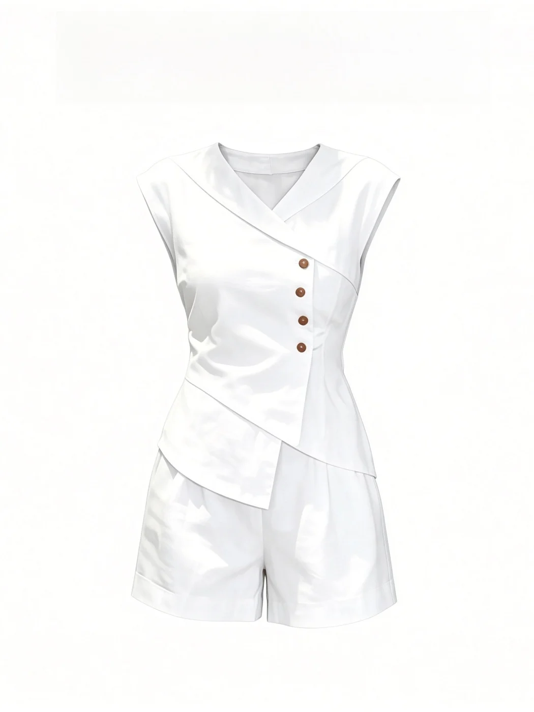 Fashionable White Slimming Straight Cut Women's Set Casual Versatile Shorts Summer 2026 High Waist Cotton V-Neck Two-Piece
Fashionable White Slimming Straight Cut Women's Set Casual Versatile Shorts Summer 2026 High Waist Cotton V-Neck Two-Piece