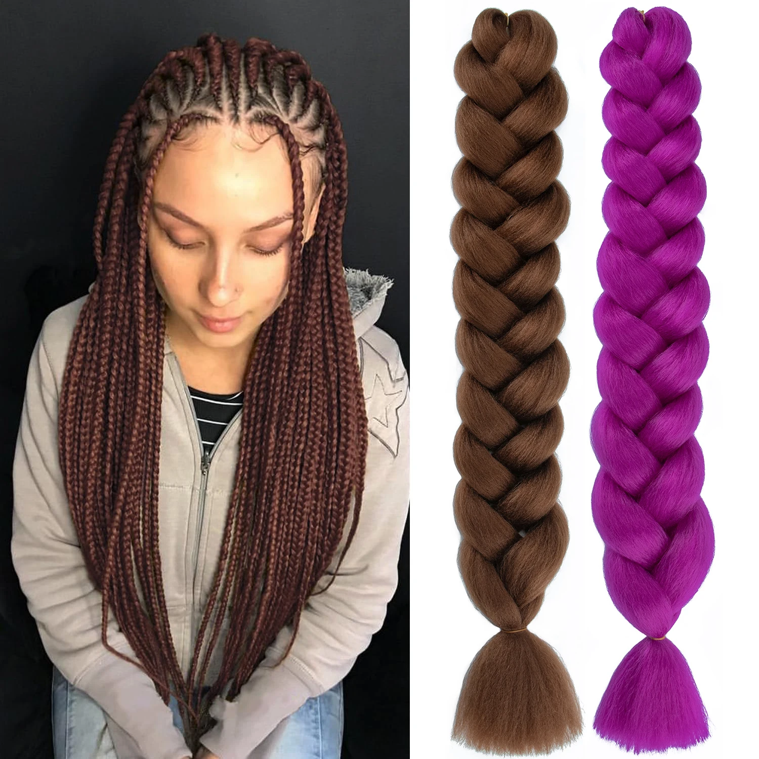41 Inch 165g Ultra Long Jumbo Braid Hair Synthetic Colorful Braiding Hair Extensions for African Braids Women DIY Hairstyle
41 Inch 165g Ultra Long Jumbo Braid Hair Synthetic Colorful Braiding Hair Extensions for African Braids Women DIY Hairstyle