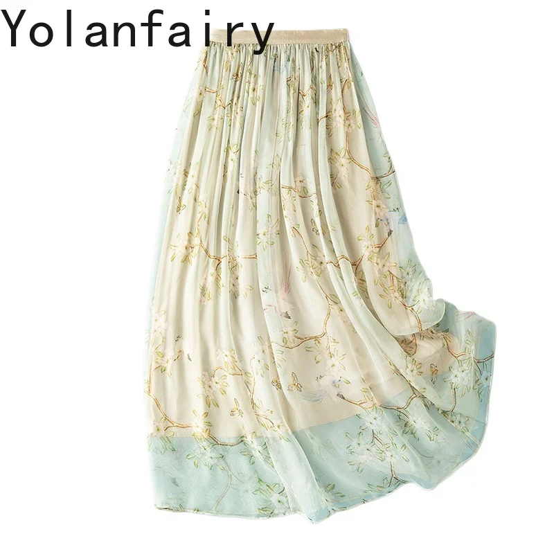 YOLANFAIRY 100% Real Mulberry Silk Skirts for Woman Summer 2026 Super Beautiful Floral Skirt Women's Clothes Elastic Waist Skirt
YOLANFAIRY 100% Real Mulberry Silk Skirts for Woman Summer 2026 Super Beautiful Floral Skirt Women's Clothes Elastic Waist Skirt