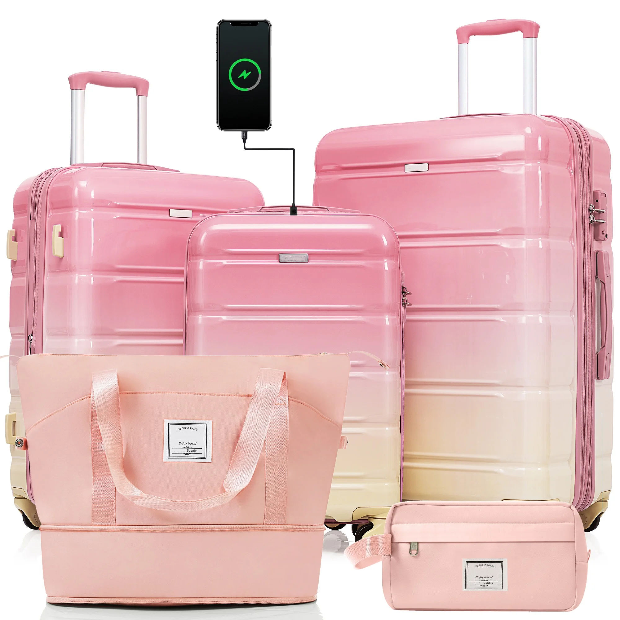 Luggage Sets 5 Piece, 20-inch With USB Port, ABS Durable Suitcase With Travel Bag, ABS PC Hard Shell Luggage With Spinner Wheels,
Luggage Sets 5 Piece, 20-inch With USB Port, ABS Durable Suitcase With Travel Bag, ABS PC Hard Shell Luggage With Spinner Wheels,