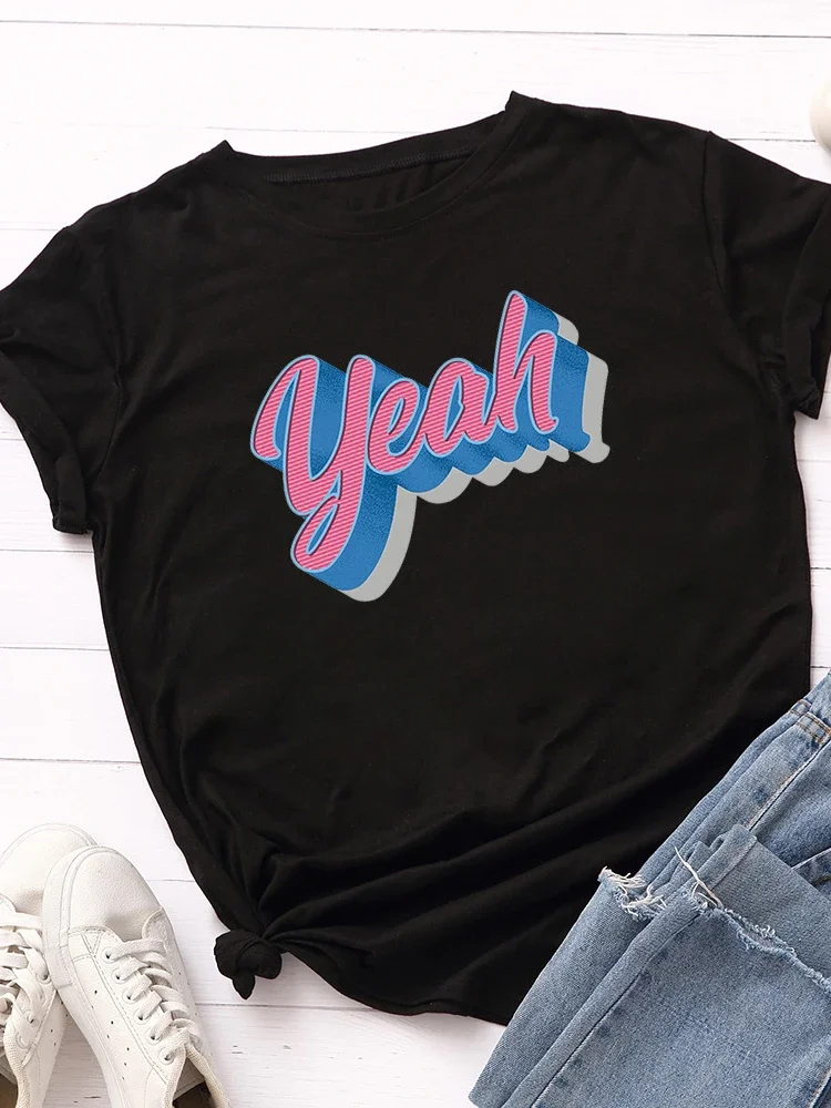 Yeah Letter Print Women T Shirt Short Sleeve O Neck Loose Women Tshirt Ladies Tee Shirt Tops Clothes Camisetas Mujer
Yeah Letter Print Women T Shirt Short Sleeve O Neck Loose Women Tshirt Ladies Tee Shirt Tops Clothes Camisetas Mujer