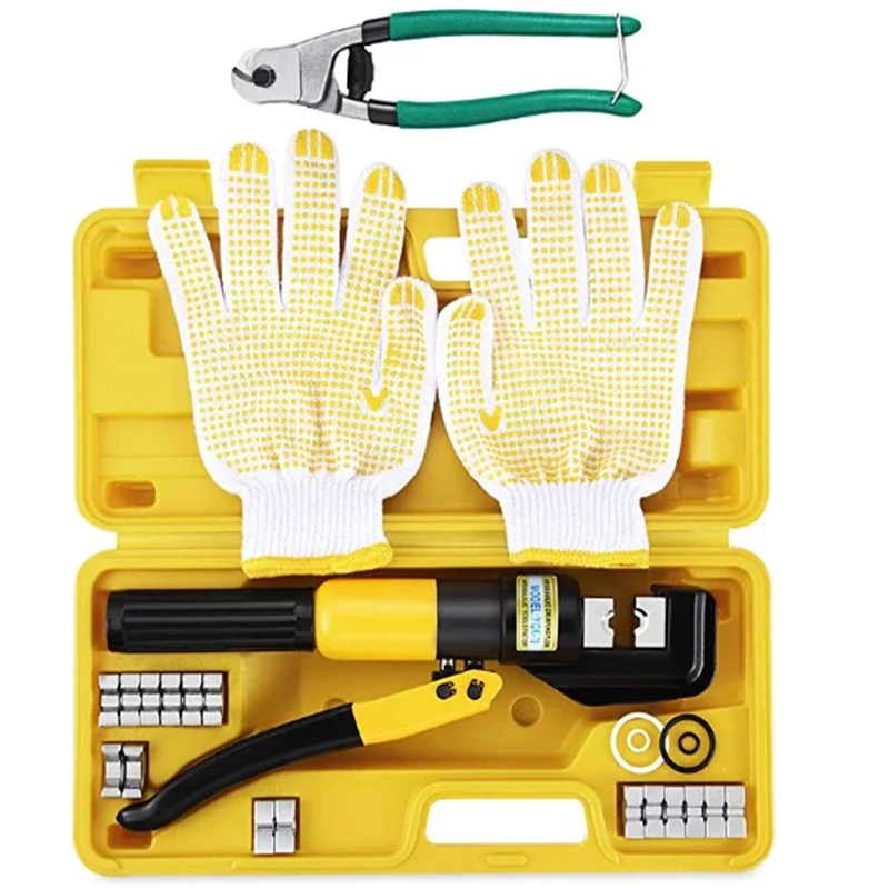8T 4-70MM Hydraulic Crimper Tool Kit Tube Terminals Lugs Battery Wire Crimping Force YQK-70 Hydraulic Pliers Gloves for Gift
8T 4-70MM Hydraulic Crimper Tool Kit Tube Terminals Lugs Battery Wire Crimping Force YQK-70 Hydraulic Pliers Gloves for Gift