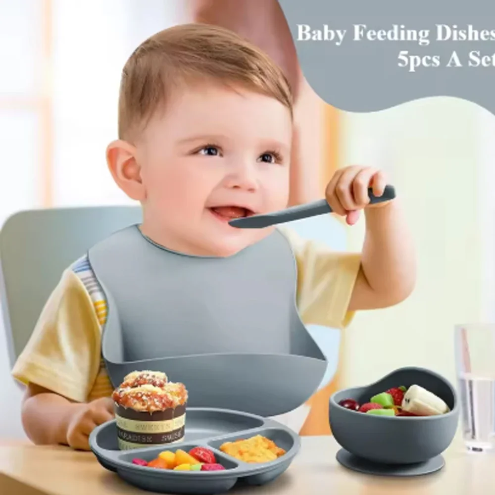 Silicone Baby Feeding Set 5PCS Suction Plate Dishes BPA Free Straw Cup Waterproof Spoon Fork for Kid Learning Utensils Tableware
Silicone Baby Feeding Set 5PCS Suction Plate Dishes BPA Free Straw Cup Waterproof Spoon Fork for Kid Learning Utensils Tableware