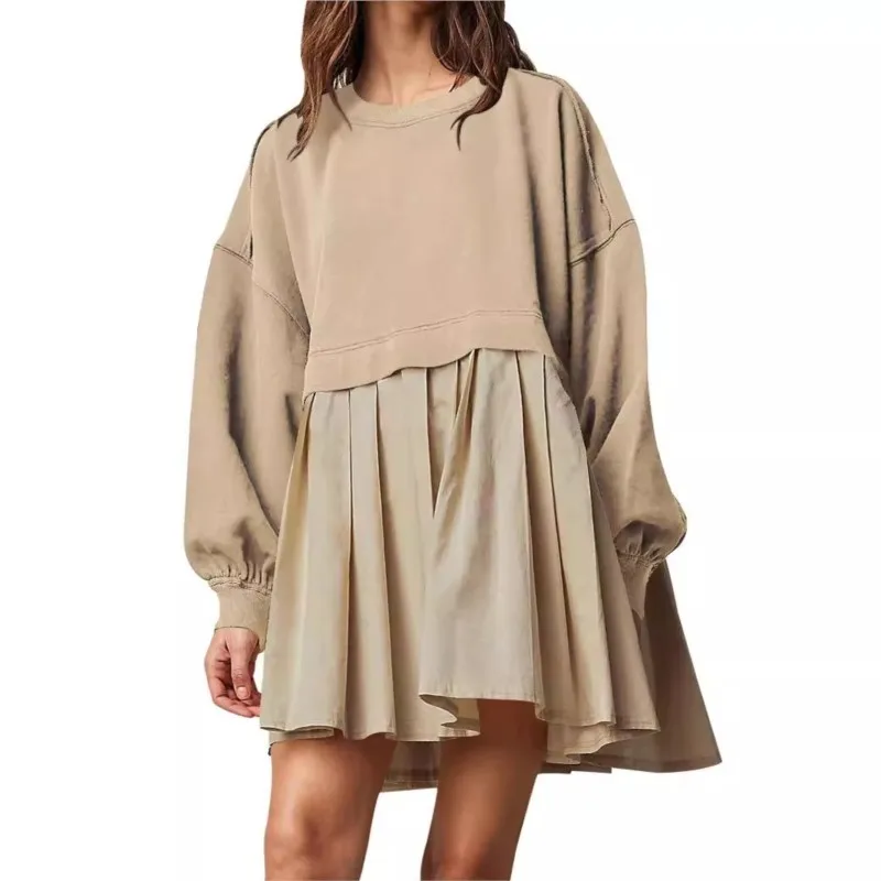 2024 Autumn Women's Sweatshirt Dress Patchwork O-Neck Long Sleeve Oversize Loose Mini Dress Casual Fashion Trendy Pleated Dress
2024 Autumn Women's Sweatshirt Dress Patchwork O-Neck Long Sleeve Oversize Loose Mini Dress Casual Fashion Trendy Pleated Dress