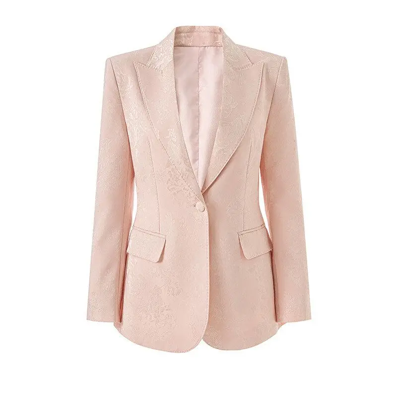 Elegant Embroidered Silk Suit Jacket Women's Commute Style Slim Fit Long Sleeve One Button Pure Color Spring New Arrival
Elegant Embroidered Silk Suit Jacket Women's Commute Style Slim Fit Long Sleeve One Button Pure Color Spring New Arrival