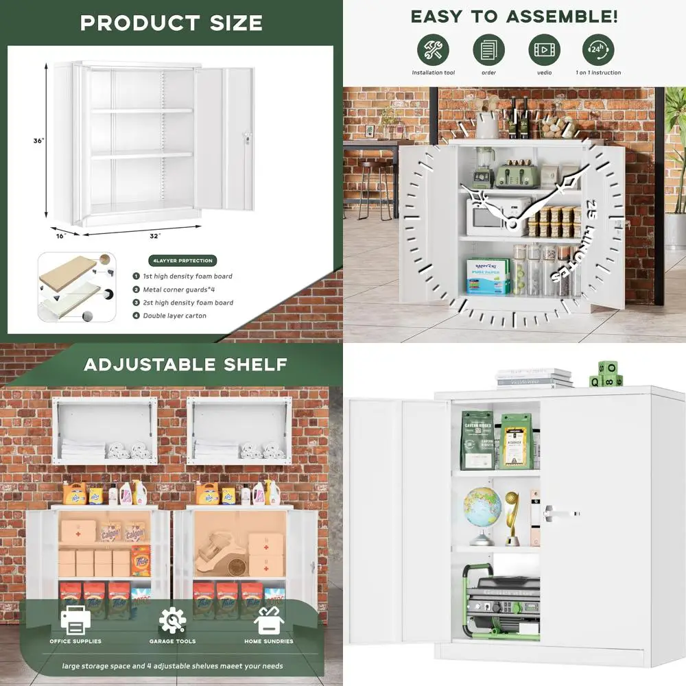 Стальной шкаф для хранения с замком, 36 дюймов, с дверцами и полками, для дома, офиса, мастерской и гаража, бело-серый, включает 2 ключа
Стальной шкаф для хранения с замком, 36 дюймов, с дверцами и полками, для дома, офиса, мастерской и гаража, бело-серый, включает 2 ключа