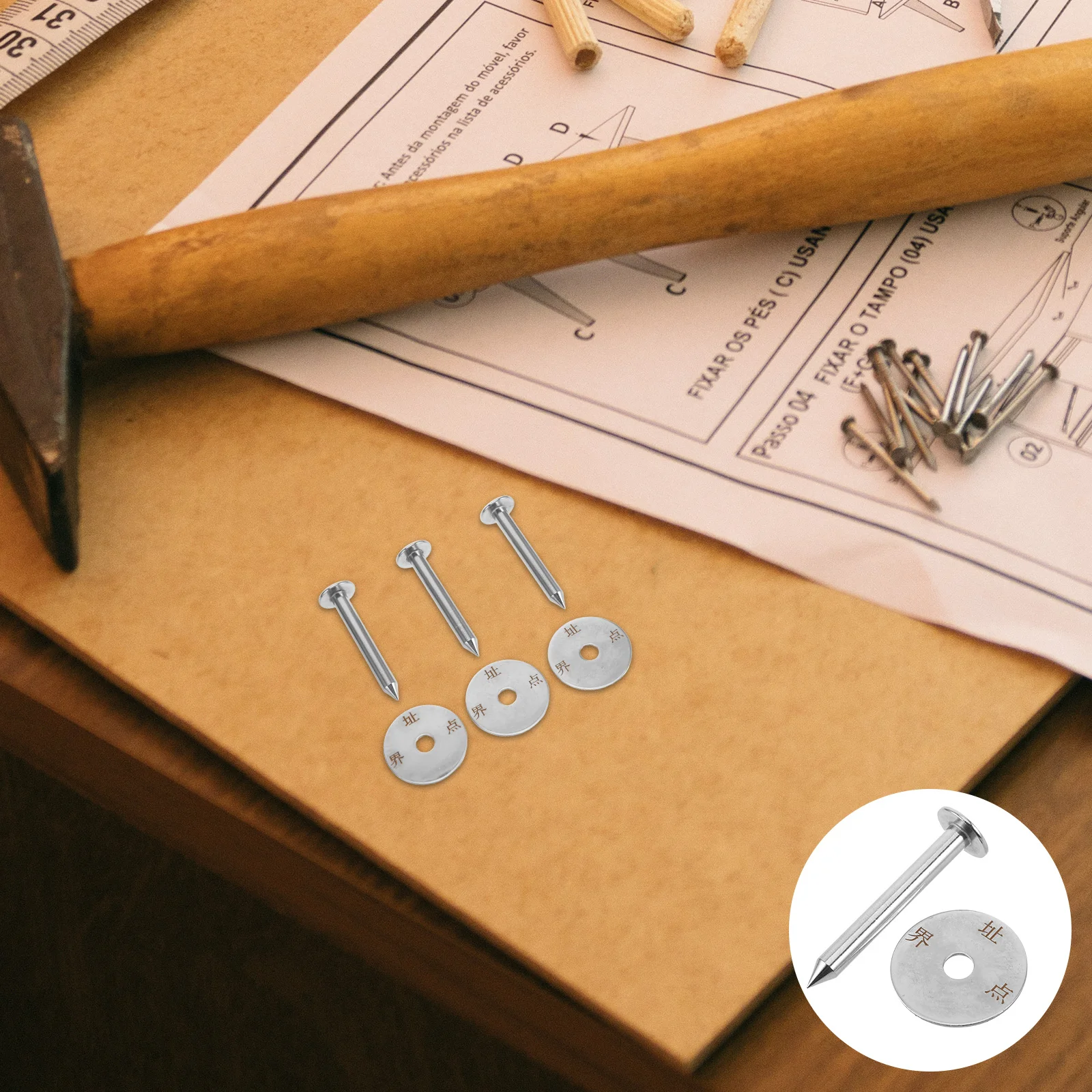 3 Sets Survey Stakes Metal Stainless Steel Nail Professional Low Profile Markers for Accurate Center Point Property Line Markers
3 Sets Survey Stakes Metal Stainless Steel Nail Professional Low Profile Markers for Accurate Center Point Property Line Markers