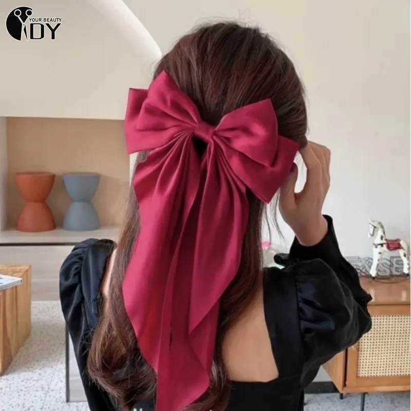 Solid Color Satin Ribbon Big Bows Hairpin Spring Clips Hair Accessories For Women Girls Trendy Korean Summer Headwear
Solid Color Satin Ribbon Big Bows Hairpin Spring Clips Hair Accessories For Women Girls Trendy Korean Summer Headwear