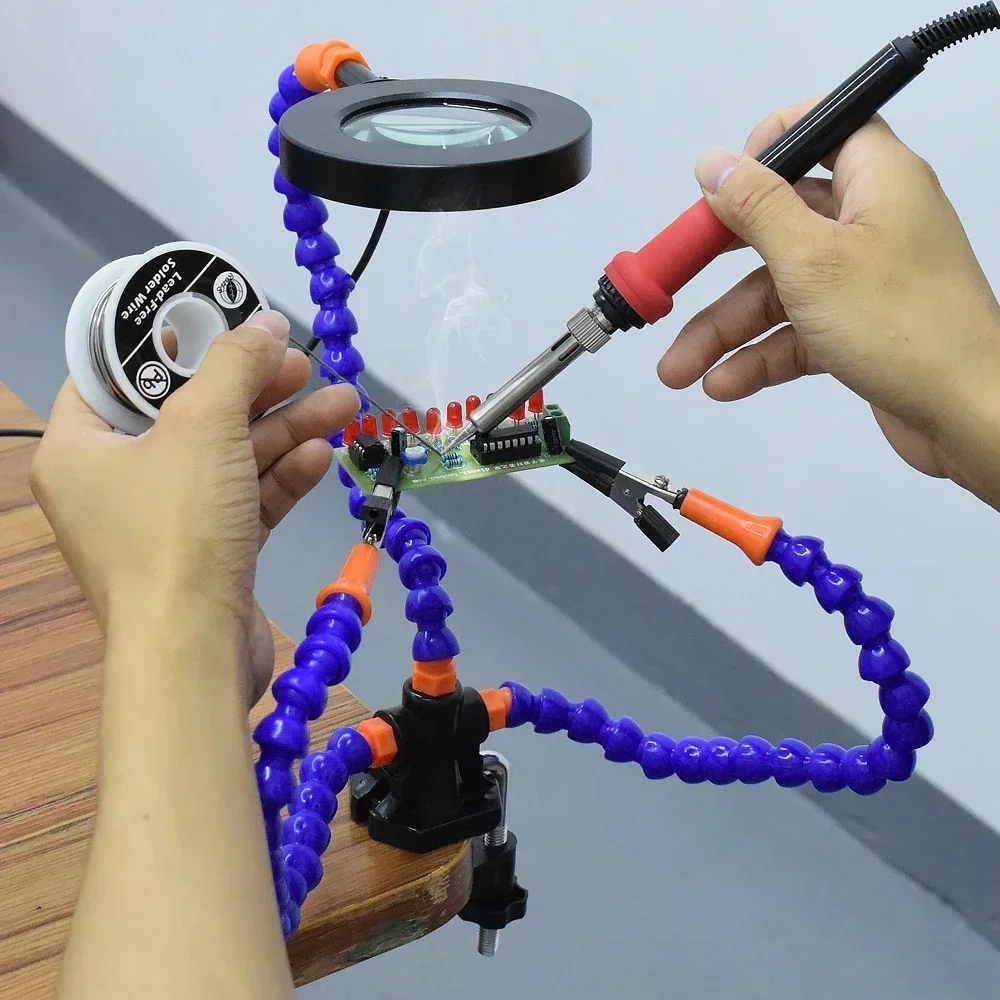 Flexible Table Clip Lighted Repair Magnifier Desk Clamp PCB Welding Third Helping Hand Soldering Magnifying Glass with Led Light
Flexible Table Clip Lighted Repair Magnifier Desk Clamp PCB Welding Third Helping Hand Soldering Magnifying Glass with Led Light