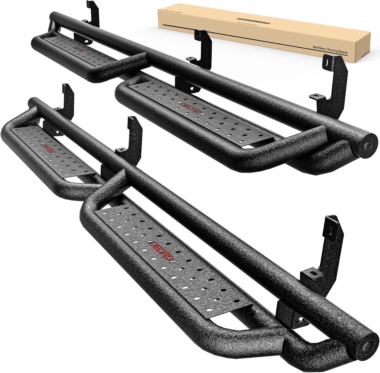 Доски для бега: совместимые с двойной кабинкой Tacoma 2005-2023 гг. — направляющие для ступеней с боковой стороны, черные решетки для нервов из углеродистой стали 
Доски для бега: совместимые с двойной кабинкой Tacoma 2005-2023 гг. — направляющие для ступеней с боковой стороны, черные решетки для нервов из углеродистой стали