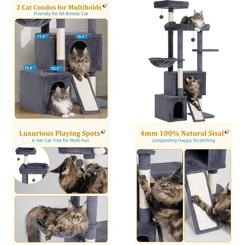 Прочная кошачья лежанка-башня с гамаком и двумя домиками, подходит для крупных кошек, просторная лежанка-лежанка 18,9 x 15,8, серая
Прочная кошачья лежанка-башня с гамаком и двумя домиками, подходит для крупных кошек, просторная лежанка-лежанка 18,9 x 15,8, серая
