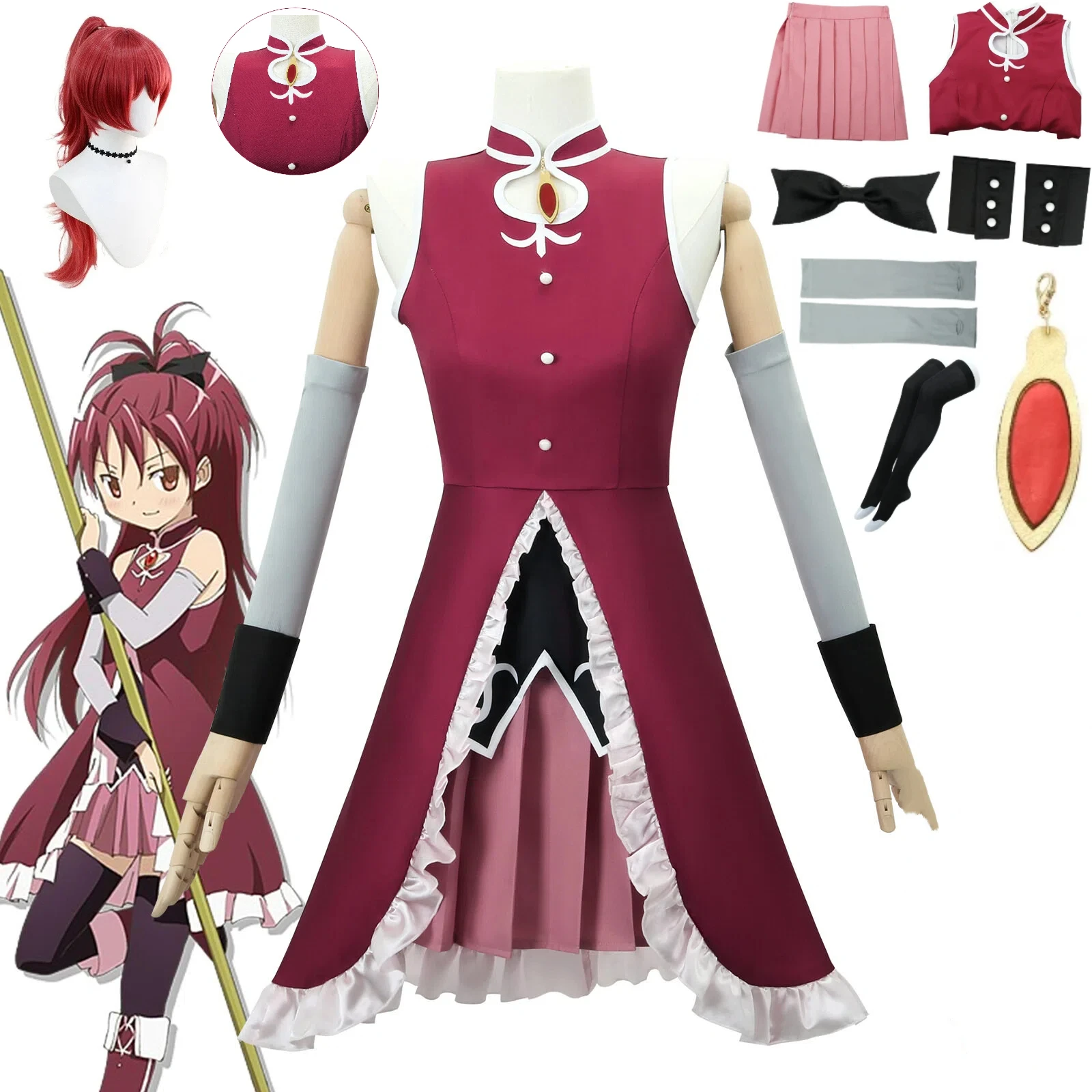Anime Magical Girl Sakura Kyoko Cosplay Costume Red Dress Wig Black Sexy Stockings Halloween Cosplay Dress for Women Party Wear
Anime Magical Girl Sakura Kyoko Cosplay Costume Red Dress Wig Black Sexy Stockings Halloween Cosplay Dress for Women Party Wear