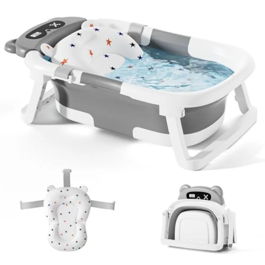 Foldable Baby Bath Tub for Newborn to Toddler 0-18 Months Collapsible Infant Tub for Travel with Thermometer Soft Cushion Grey
Foldable Baby Bath Tub for Newborn to Toddler 0-18 Months Collapsible Infant Tub for Travel with Thermometer Soft Cushion Grey