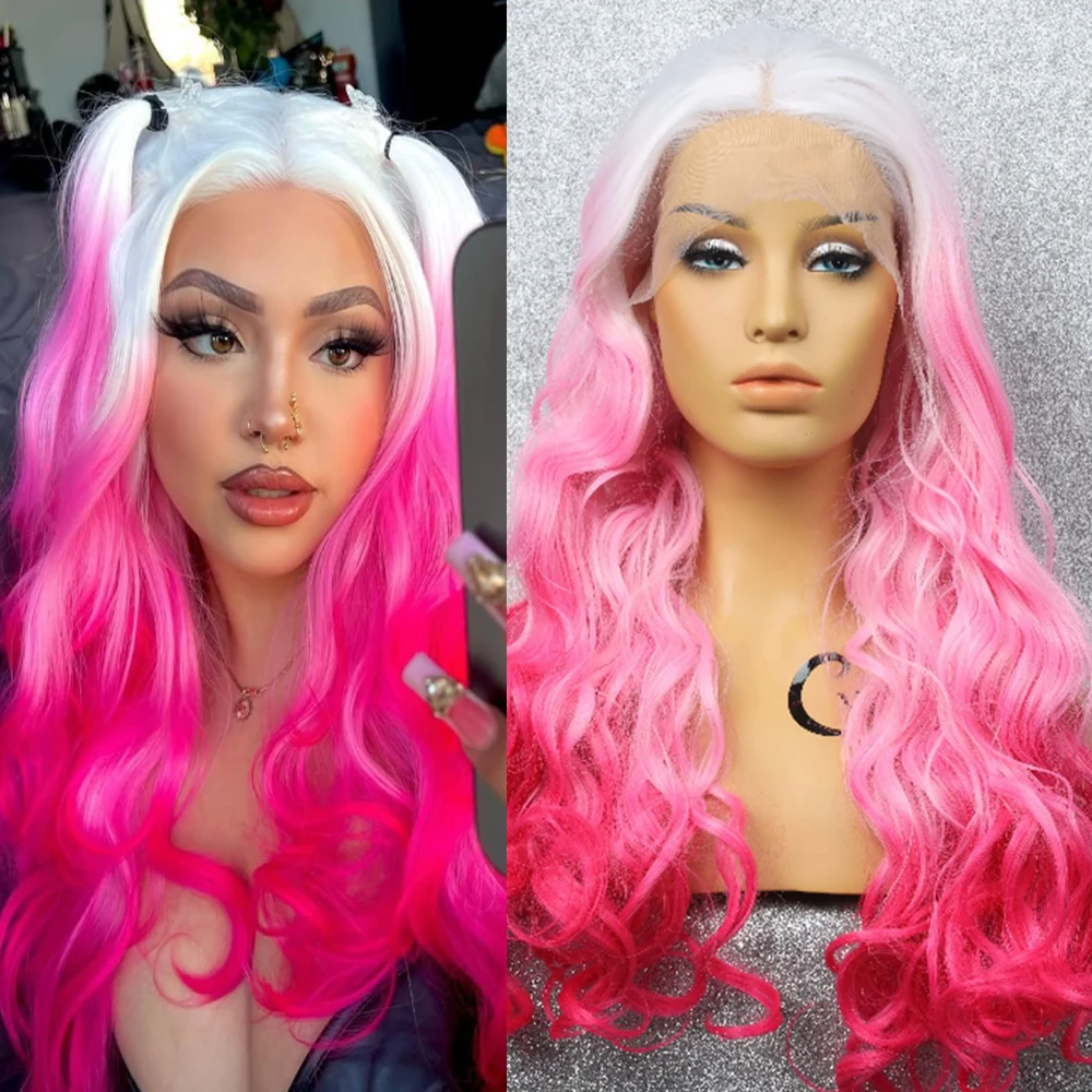 Ombre Pink Wig Platinum to Pink Long Natural Wave Wig Synthetic Lace Front Wig Loose Curly Blonde Pink Wig Light Roots For Women
Ombre Pink Wig Platinum to Pink Long Natural Wave Wig Synthetic Lace Front Wig Loose Curly Blonde Pink Wig Light Roots For Women