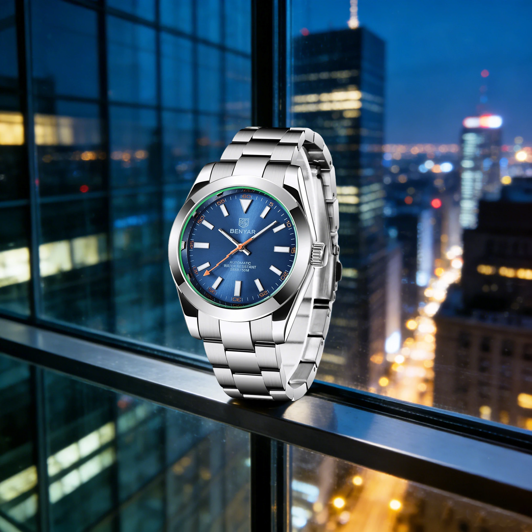 BENYAR Ultimate Luxury Men's Automatic Mechanical Watch Noble Style Stainless Steel Hardlex 5Bar Diving Luminous Watch+Gift Box
BENYAR Ultimate Luxury Men's Automatic Mechanical Watch Noble Style Stainless Steel Hardlex 5Bar Diving Luminous Watch+Gift Box