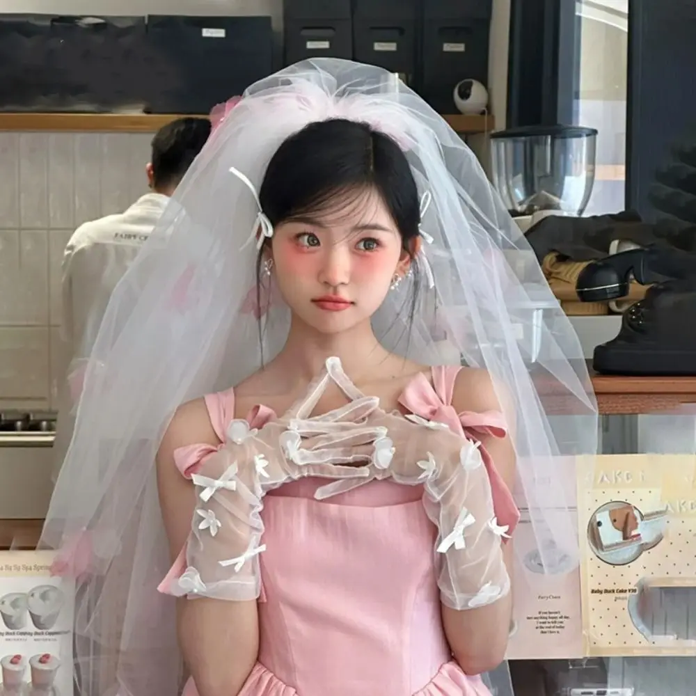 New Pink Flower Bridal Veil Soft White Wedding Veils Lace Tulle Bride Head Gauze Bride Accessories
New Pink Flower Bridal Veil Soft White Wedding Veils Lace Tulle Bride Head Gauze Bride Accessories
