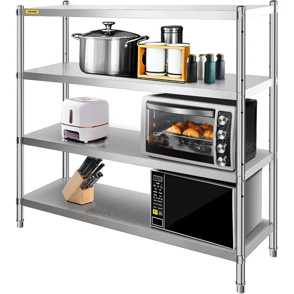 4-ярусная прочная стеллажная система из нержавеющей стали с регулируемой высотой, грузоподъемность 1320 фунтов
4-ярусная прочная стеллажная система из нержавеющей стали с регулируемой высотой, грузоподъемность 1320 фунтов