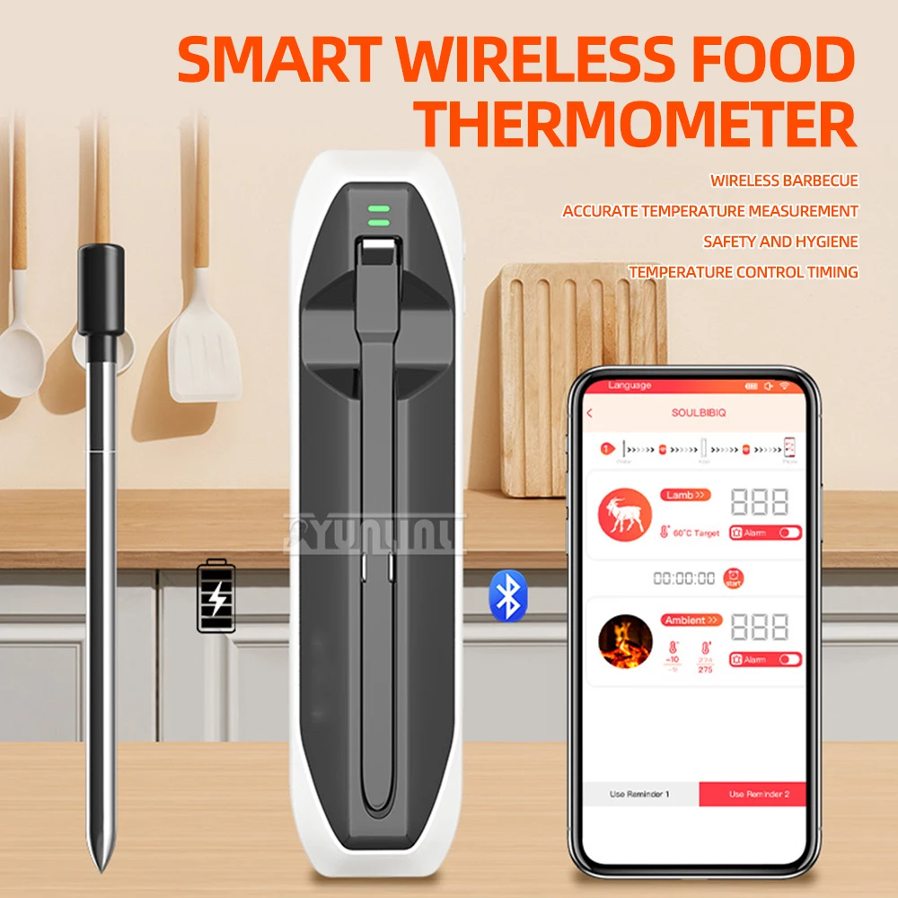 Wireless Food Thermometer Kitchen Barbecue Thermometer Oven Oven Thermometer Cooking Bluetooth Thermometer
Wireless Food Thermometer Kitchen Barbecue Thermometer Oven Oven Thermometer Cooking Bluetooth Thermometer