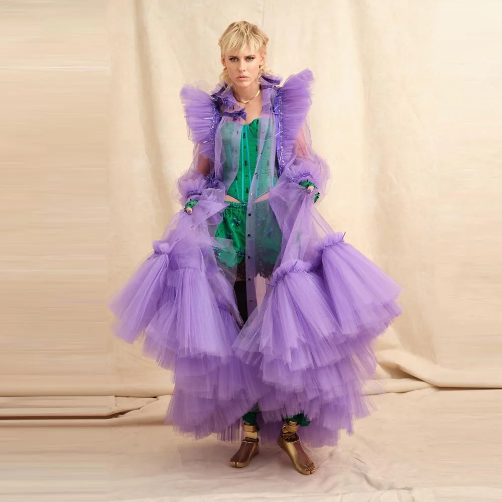 Lavender Maternity Gown For Photoshoot Tiered Sheer See Thru Ruffles Tulle Maternity Dress Bridal Robes Birthday Party Wear
Lavender Maternity Gown For Photoshoot Tiered Sheer See Thru Ruffles Tulle Maternity Dress Bridal Robes Birthday Party Wear